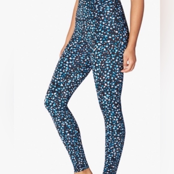 Beyond Yoga - Ankle length leggings in black with blue/white - Size L - Picture 2 of 8